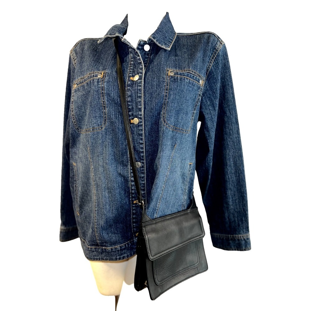 Fossil Black Pebbled Leather Crossbody Bag Organizer Wallet Front Flap Small